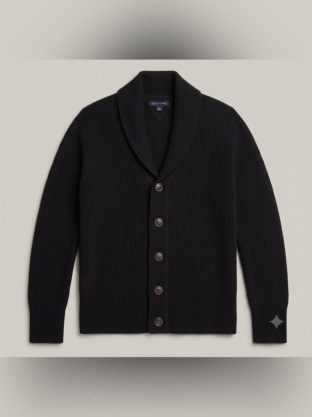 Tommy Hilfiger Shawl-Collar Ribbed Knit Cardigan – Solid Black - Size XS